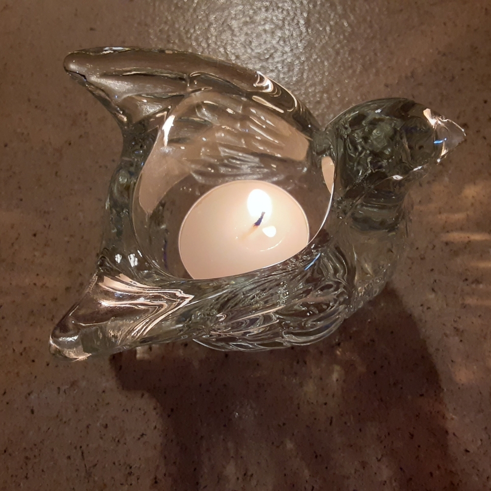 Vintage Avon Glass Dove Tealight Candle Holder - Picture 4 of 6